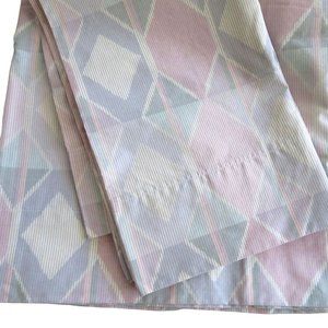 Vintage 70s WestPoint Stevens Twin Sheet Set Multicolor Diamond No Iron USA Made